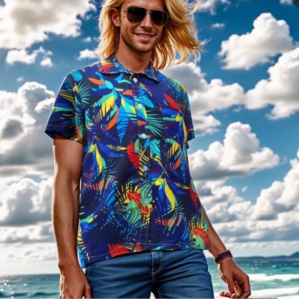 Vintage Tropical Hawaiian Style Resort Shirt Size M